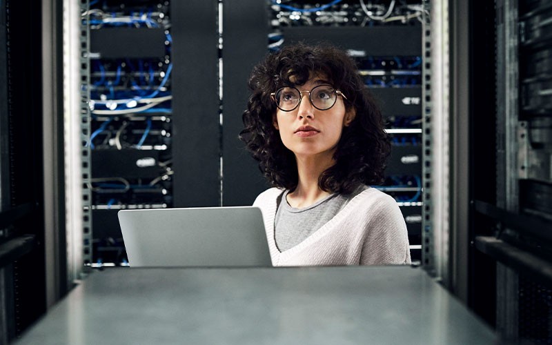 Woman in data center