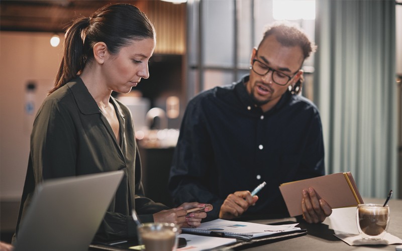 Two colleagues working together