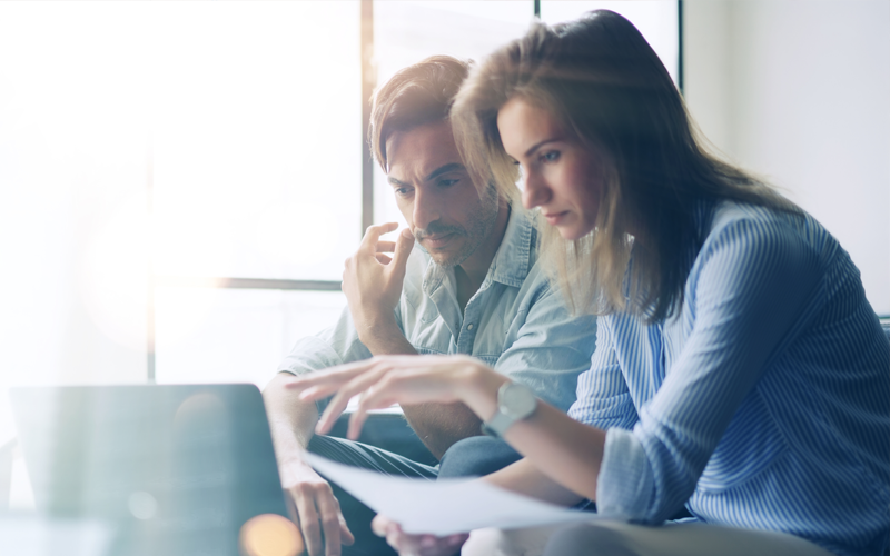 Man and woman working together