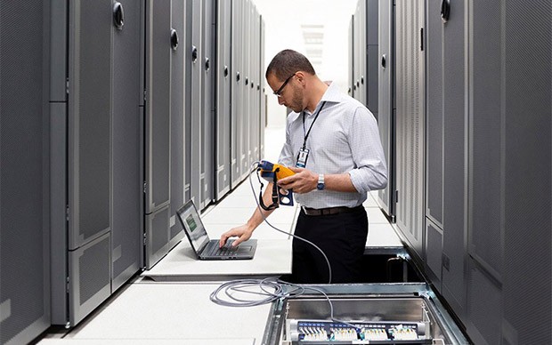 HPE mid-range and enterprise storage IT admin working in data center on HP ZBook 14