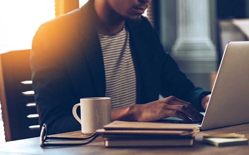360 degree security working at laptop