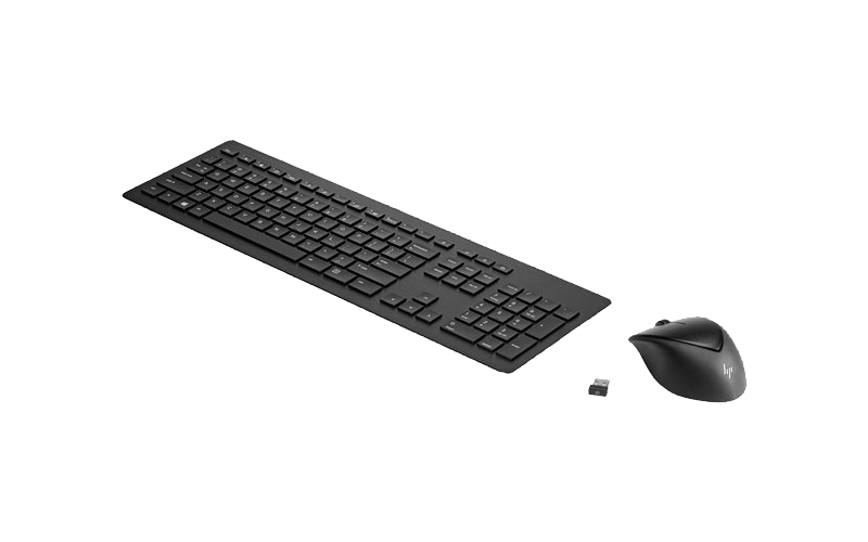 HP Keyboard and mouse set Business woman holding HP convertible notebook