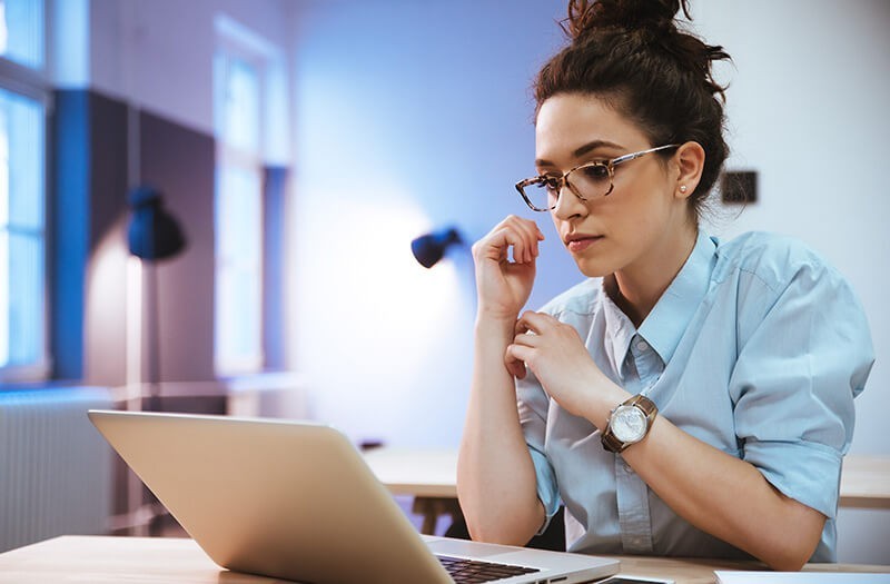 Protect what you have built Woman working on an Intel powered laptop