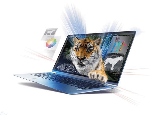 Up to 90% faster opening of large media files Laptop with Intel