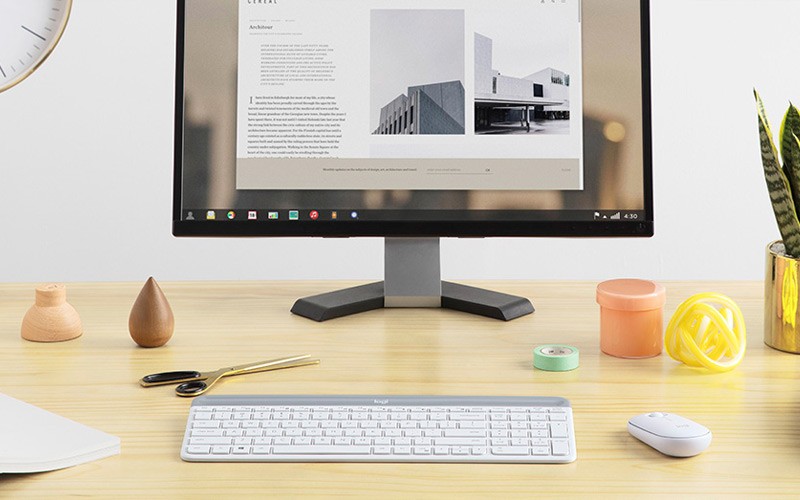 Logitech slim combo on a workstation.