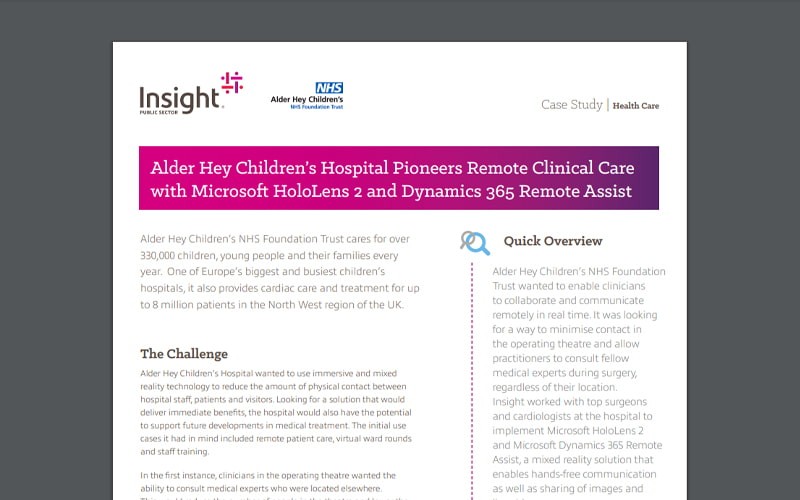 How Insight helped Alder Hey utilise Hololens Case study of Insight's collaboration with Alder Hey
