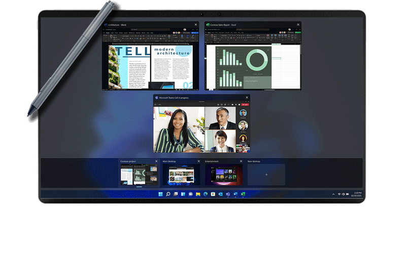 Microsoft lifestyle woman using Microsoft Surface products