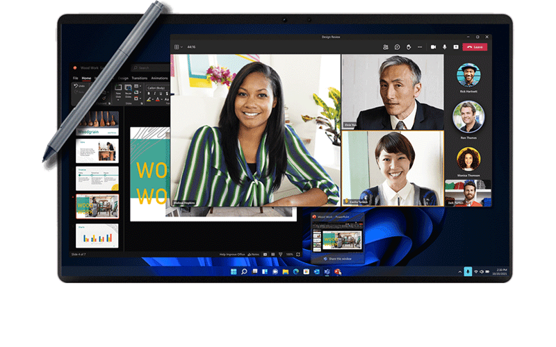 Microsoft businessman working on Surface Studio device