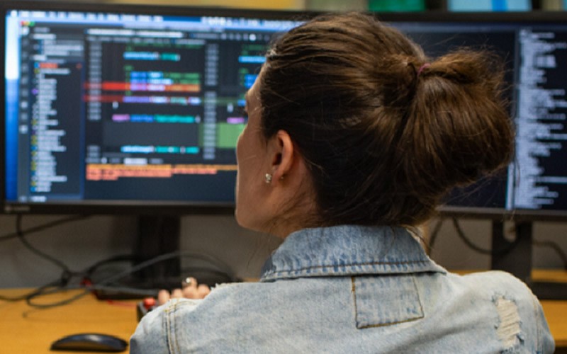 A professional using computer