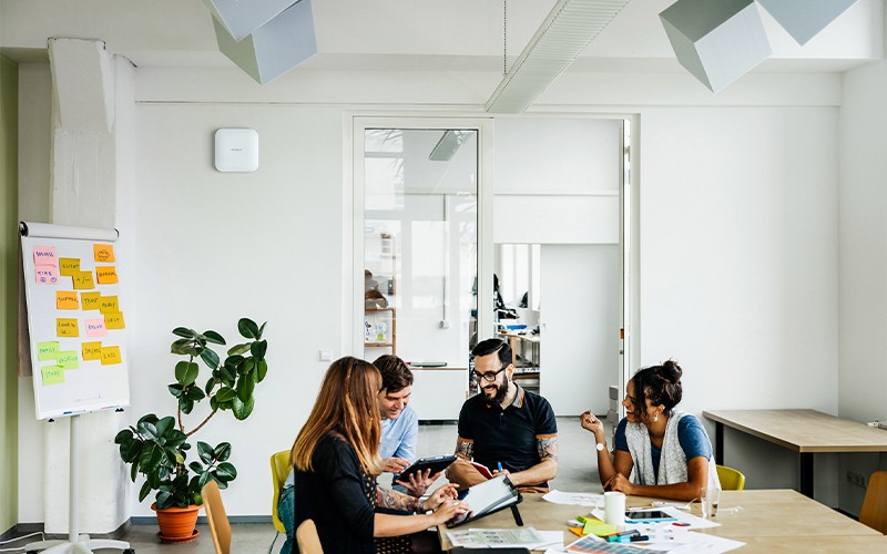 A small team working in SMB office