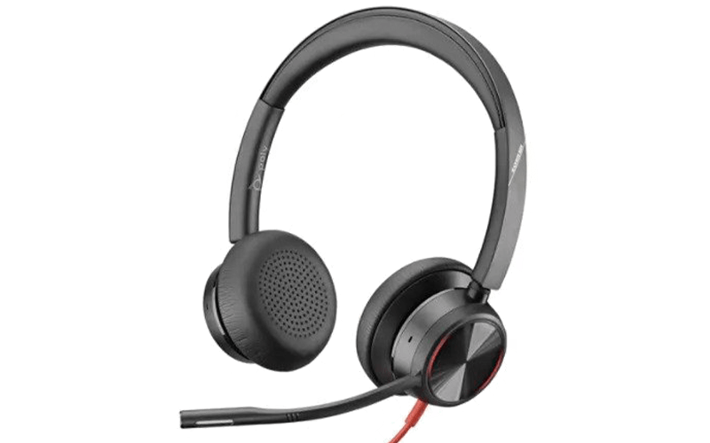 Ensure you block out the background noise. Poly Blackwire 8225 microphone open