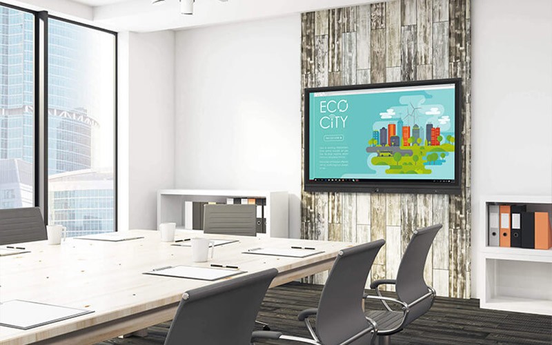 Ultimate digital whiteboard solution IFP on display in a meeting room