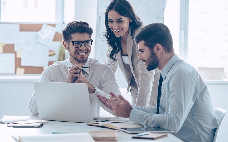 Group of colleagues working together on a project